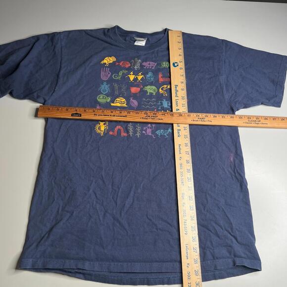 90s Fruit of the Loom Lofteez TEWA Tees Graphic T-Shirt XL Blue Vintage South - Picture 2 of 7